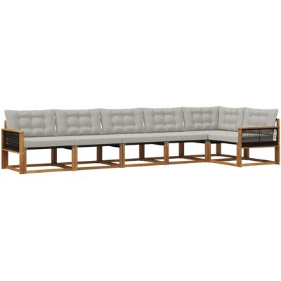 vidaXL Outdoor-Sofagarnitur mit Kissen 6 Stk Natur und Hellgrau 3381455 vidaXL Outdoor-Sofagarnitur mit Kissen 6 Stk Natur und Hellgrau 3381455