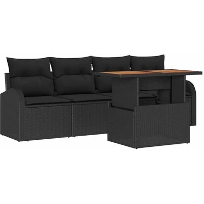 vidaXL Garten-Sofa-Set mit Speicher 5-Tlg Schwarz Poly Rattan 3358256 vidaXL Garten-Sofa-Set mit Speicher 5-Tlg Schwarz Poly Rattan 3358256