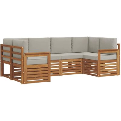 vidaXL Sofagarnituren 6 Tlg Natur und Hellgrau Massivholz Akazie 3375356 vidaXL Sofagarnituren 6 Tlg Natur und Hellgrau Massivholz Akazie 3375356
