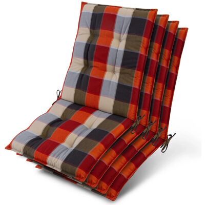 Beautissu 4x Niederlehner Auflage Sun-NL 100x50x8cm Orange-Beige-Kariert Beautissu 4x Niederlehner Auflage Sun-NL 100x50x8cm Orange-Beige-Kariert