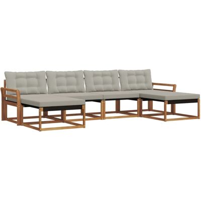 vidaXL Outdoor-Sofagarnitur mit Kissen 6-Tlg Natur und Hellgrau 3369722 vidaXL Outdoor-Sofagarnitur mit Kissen 6-Tlg Natur und Hellgrau 3369722