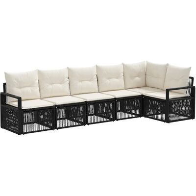 vidaXL Gartensofa-Set 6-Tlg Schwarz Poly-Rattan 3435715 vidaXL Gartensofa-Set 6-Tlg Schwarz Poly-Rattan 3435715