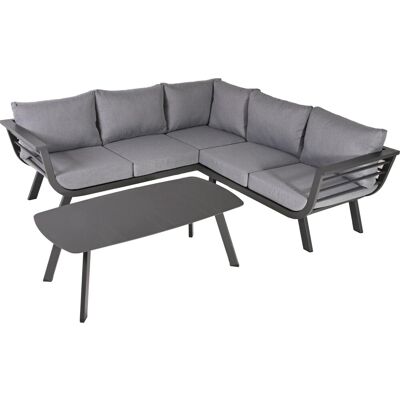 Garten-Essgruppe GARDEN PLEASURE AURELIA - Grau Outdoor Esstisch und Sofa Garten-Essgruppe GARDEN PLEASURE AURELIA - Grau Outdoor Esstisch und Sofa