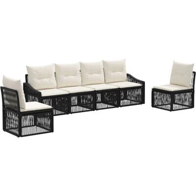 vidaXL Gartensofa-Set 6-Tlg Schwarz Poly-Rattan 3435967 vidaXL Gartensofa-Set 6-Tlg Schwarz Poly-Rattan 3435967