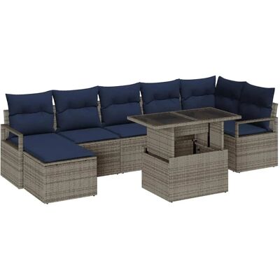 vidaXL Gartensofa-Set 8-Tlg Grau und Marineblau Poly-Rattan 3348871 vidaXL Gartensofa-Set 8-Tlg Grau und Marineblau Poly-Rattan 3348871