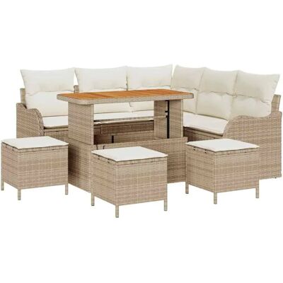 vidaXL Garten-Sofa-Set 9-Tlg Beige Poly Rattan 3362271 vidaXL Garten-Sofa-Set 9-Tlg Beige Poly Rattan 3362271