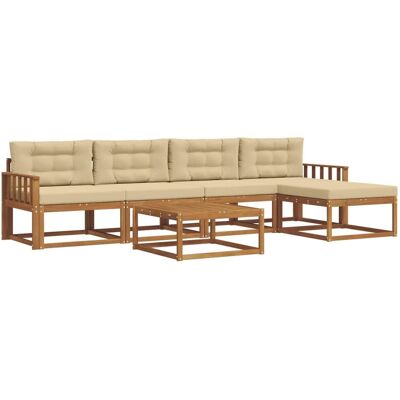 vidaXL Outdoor-Sofagarnitur mit Kissen 6-Tlg Natur und Beige 3367471 vidaXL Outdoor-Sofagarnitur mit Kissen 6-Tlg Natur und Beige 3367471