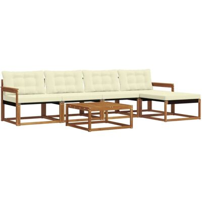 vidaXL Outdoor-Sofagarnitur mit Kissen 6-Tlg Natur und Creme 3369377 vidaXL Outdoor-Sofagarnitur mit Kissen 6-Tlg Natur und Creme 3369377
