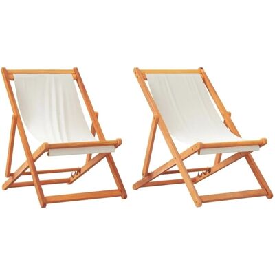vidaXL Eukalyptus Klappbarer Strandstuhl Weiß - Strandstuhl vidaXL Eukalyptus Klappbarer Strandstuhl Weiß - Strandstuhl
