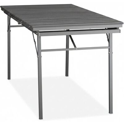 Relaxdays Gartentisch PE-Kunststoff Stahl Grau Klappbar Ausziehbar Tragegriff 76 cm x 166 cm x 78 cm 21,4 kg Relaxdays Gartentisch PE-Kunststoff Stahl Grau Klappbar Ausziehbar Tragegriff 76 cm x 166 cm x 78 cm 21,4 kg