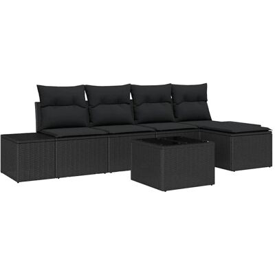 vidaXL 6-Teiliges Garten-Sofa-Set mit Kissen Beige Poly Rattan 3347033 vidaXL 6-Teiliges Garten-Sofa-Set mit Kissen Beige Poly Rattan 3347033