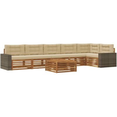 vidaXL Outdoor-Sofagarnitur 7 Stk Natur und Beige 79 x 79 x 37 cm 3383461 vidaXL Outdoor-Sofagarnitur 7 Stk Natur und Beige 79 x 79 x 37 cm 3383461