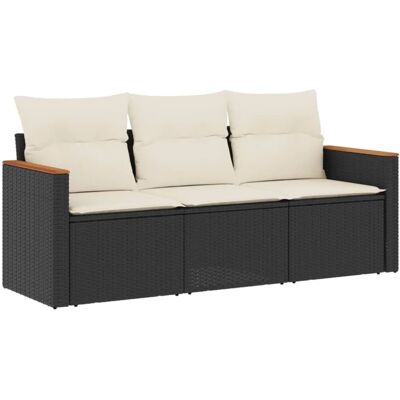 vidaXL 3-Tlg Garten-Sofagarnitur mit Kissen Schwarz Poly Rattan 3225755 vidaXL 3-Tlg Garten-Sofagarnitur mit Kissen Schwarz Poly Rattan 3225755