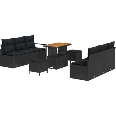 vidaXL Garten-Sofa-Set mit Speicher 9-Tlg Schwarz Poly Rattan 3364429 vidaXL Garten-Sofa-Set mit Speicher 9-Tlg Schwarz Poly Rattan 3364429