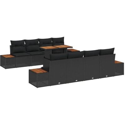 vidaXL Garten-Sofa-Set mit Speicher 9-Tlg Schwarz Poly Rattan 3358787 vidaXL Garten-Sofa-Set mit Speicher 9-Tlg Schwarz Poly Rattan 3358787