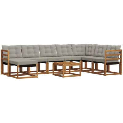 vidaXL Outdoor-Sofagarnitur mit Kissen 9-Tlg Natur und Hellgrau 3368966 vidaXL Outdoor-Sofagarnitur mit Kissen 9-Tlg Natur und Hellgrau 3368966