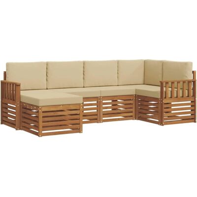 vidaXL Sofagarnituren 6 Tlg Natur und Beige Massivholz Akazie 3375083 vidaXL Sofagarnituren 6 Tlg Natur und Beige Massivholz Akazie 3375083
