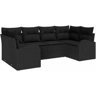 vidaXL Garten-Sofa-Set 6-Tlg Schwarz Poly Rattan 3346183 vidaXL Garten-Sofa-Set 6-Tlg Schwarz Poly Rattan 3346183