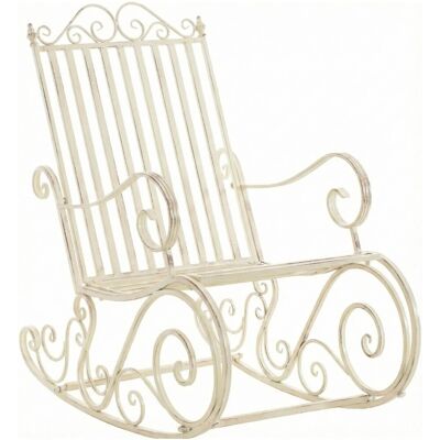 DELUKE Schaukelstuhl ANNA Antik Outdoor 56x90x94cm Metall Antik-Creme Gartenstuhl Liegestuhl Relaxstuhl Garten Terrasse DELUKE Schaukelstuhl ANNA Antik Outdoor 56x90x94cm Metall Antik-Creme Gartenstuhl Liegestuhl Relaxstuhl Garten Terrasse