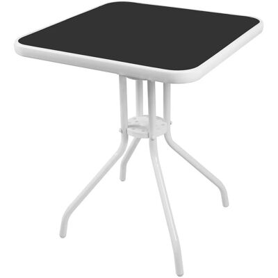 Lex Bistrotisch Balkontisch Gartentisch Terrassentisch Glastisch Weiß 60x60 cm Lex Bistrotisch Balkontisch Gartentisch Terrassentisch Glastisch Weiß 60x60 cm