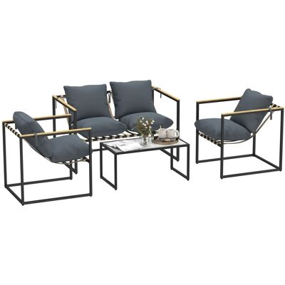Outsunny Garten Sofa Set Stahl Polyester Grau 114L x 70B x 67H cm Outsunny Garten Sofa Set Stahl Polyester Grau 114L x 70B x 67H cm
