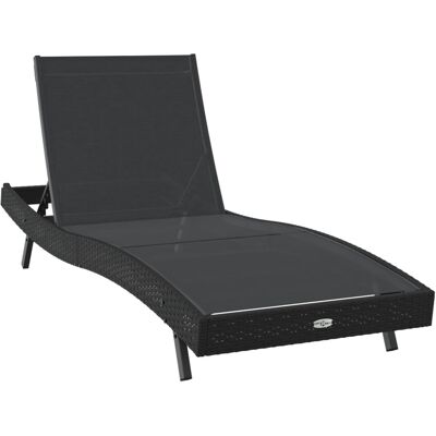 vidaXL Schwarze Sonnenliege aus Poly Rattan und Textilene von 42009977 vidaXL Schwarze Sonnenliege aus Poly Rattan und Textilene von 42009977