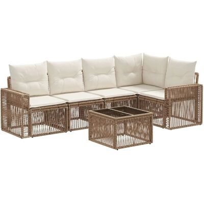 vidaXL Gartensofa-Set 6-Tlg Beige und Cremeweiß Poly-Rattan 3435126 vidaXL Gartensofa-Set 6-Tlg Beige und Cremeweiß Poly-Rattan 3435126