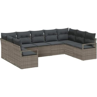 vidaXL Garten-Sofa-Set 9-Tlg Grau Poly Rattan 3346539 vidaXL Garten-Sofa-Set 9-Tlg Grau Poly Rattan 3346539