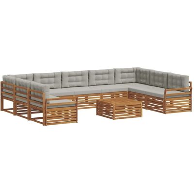 vidaXL Sofagarnituren 10 Tlg Natur und Hellgrau Massivholz Akazie 3374171 vidaXL Sofagarnituren 10 Tlg Natur und Hellgrau Massivholz Akazie 3374171