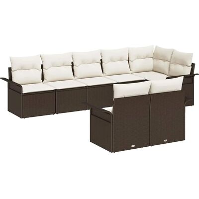 vidaXL 8-Teiliges Garten-Sofa-Set mit Kissen in Braun aus Poly Rattan 3345408 vidaXL 8-Teiliges Garten-Sofa-Set mit Kissen in Braun aus Poly Rattan 3345408