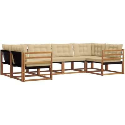 vidaXL Outdoor-Sofagarnitur mit Kissen 6-Tlg Natur und Beige 3369784 vidaXL Outdoor-Sofagarnitur mit Kissen 6-Tlg Natur und Beige 3369784