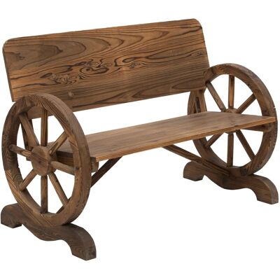 Outsunny Gartenbank aus Holz mit Wagenrad - Gartengestell Outsunny Gartenbank aus Holz mit Wagenrad - Gartengestell