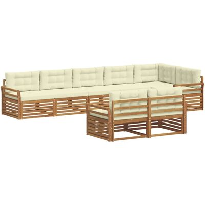 vidaXL Outdoor-Sofagarnitur mit Kissen 8-Tlg Natur und Creme 3373660 vidaXL Outdoor-Sofagarnitur mit Kissen 8-Tlg Natur und Creme 3373660