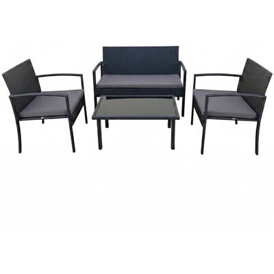 Relaxdays Gartenmöbel Set Polyrattan Schwarz 4-teilig 106 cm x 58 cm x 78 cm Relaxdays Gartenmöbel Set Polyrattan Schwarz 4-teilig 106 cm x 58 cm x 78 cm