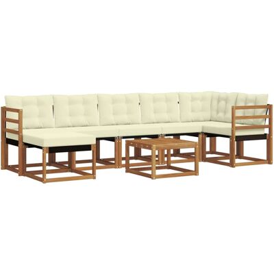 vidaXL Outdoor-Sofagarnitur mit Kissen 8-Tlg Natur und Creme 3368893 vidaXL Outdoor-Sofagarnitur mit Kissen 8-Tlg Natur und Creme 3368893