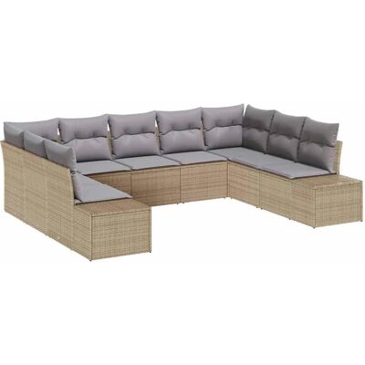 Beige Gartenmöbel-Set - 9-tlg. Rattan Outdoor-Möbel Beige Gartenmöbel-Set - 9-tlg. Rattan Outdoor-Möbel