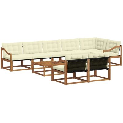 vidaXL Outdoor-Sofagarnitur mit Kissen 9-Tlg Natur und Creme 3369609 vidaXL Outdoor-Sofagarnitur mit Kissen 9-Tlg Natur und Creme 3369609