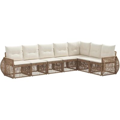 vidaXL Gartensofa-Set 7-Tlg Beige und Cremeweiß Poly-Rattan 3435429 vidaXL Gartensofa-Set 7-Tlg Beige und Cremeweiß Poly-Rattan 3435429