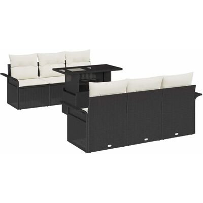 vidaXL Garten-Sofa-Set mit Kissen 7-Tlg Schwarz Poly Rattan 3356940 vidaXL Garten-Sofa-Set mit Kissen 7-Tlg Schwarz Poly Rattan 3356940