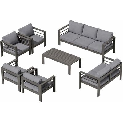 MeXo Gartenmöbel Set aus Aluminium Loungeset für 9 Personen Grau MeXo Gartenmöbel Set aus Aluminium Loungeset für 9 Personen Grau