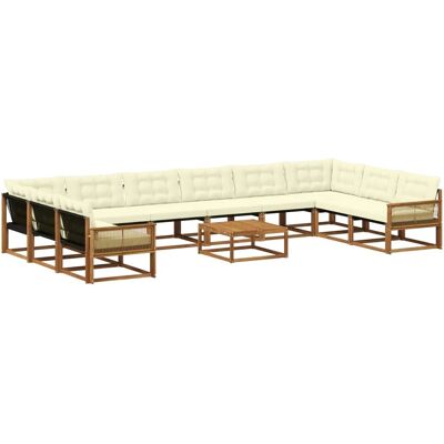 vidaXL Outdoor-Sofagarnitur mit Kissen 11 Stk Natur und Creme 3381730 vidaXL Outdoor-Sofagarnitur mit Kissen 11 Stk Natur und Creme 3381730