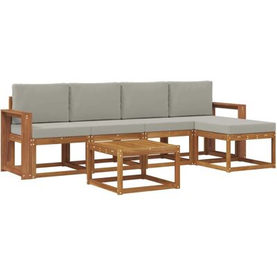 vidaXL Outdoor-Sofagarnitur mit Kissen 6 Stk Natur und Hellgrau 3366294 vidaXL Outdoor-Sofagarnitur mit Kissen 6 Stk Natur und Hellgrau 3366294
