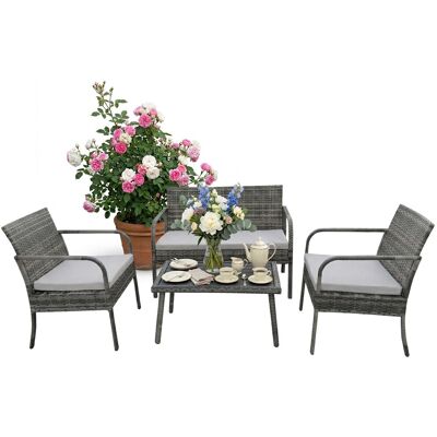 Relaxdays Gartenmöbel Set Polyrattan Grau 4 Personen 78 cm x 106 cm x 56 cm Relaxdays Gartenmöbel Set Polyrattan Grau 4 Personen 78 cm x 106 cm x 56 cm