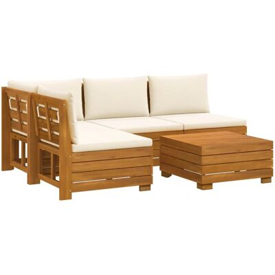 vidaXL Outdoor-Sofagarnitur mit Kissen 5 Stück Braun Massivholz Akazie 3403095 vidaXL Outdoor-Sofagarnitur mit Kissen 5 Stück Braun Massivholz Akazie 3403095
