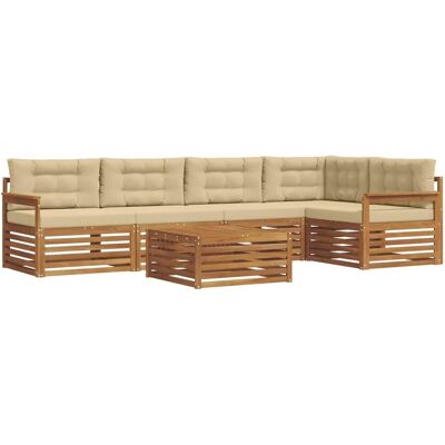vidaXL Outdoor-Sofagarnitur mit Kissen 6-Tlg Natur und Beige 3373488 vidaXL Outdoor-Sofagarnitur mit Kissen 6-Tlg Natur und Beige 3373488