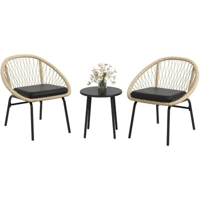 Outsunny - 3-tlg Rattan Gartenmöbel-Set - 70x73x63cm Outsunny - 3-tlg Rattan Gartenmöbel-Set - 70x73x63cm