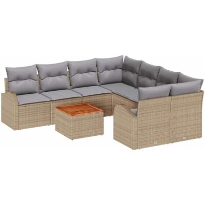 vidaXL Garten-Sofa-Set 9-Tlg Beige Hellgrau 3356229 vidaXL Garten-Sofa-Set 9-Tlg Beige Hellgrau 3356229