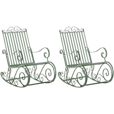 DELUKE Schaukelstuhl ANNA 2er Set Antik Outdoor 56x90x94cm Metall Antik-Grün Gartenstuhl Liegestuhl Relaxstuhl Garten Terrasse DELUKE Schaukelstuhl ANNA 2er Set Antik Outdoor 56x90x94cm Metall Antik-Grün Gartenstuhl Liegestuhl Relaxstuhl Garten Terrasse