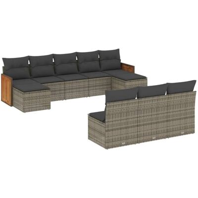 vidaXL 10-Tlg Garten-Sofagarnitur mit Kissen Grau Poly Rattan 3228069 vidaXL 10-Tlg Garten-Sofagarnitur mit Kissen Grau Poly Rattan 3228069