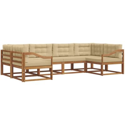 vidaXL Outdoor-Sofagarnitur mit Kissen 6-Tlg Natur und Beige 3368086 vidaXL Outdoor-Sofagarnitur mit Kissen 6-Tlg Natur und Beige 3368086